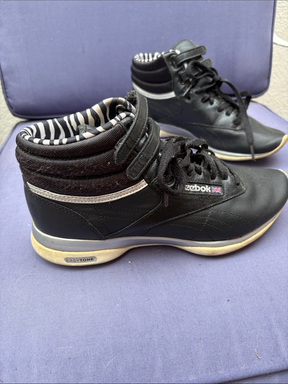 Reebok Women's Black and White High-Top Sneakers